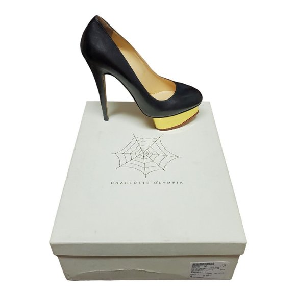 Charlotte Olympia Shoes - NIB CHARLOTTE OLYMPIA Dolly Island Black Leather Platform Pumps Sz 39.5 / 9.5